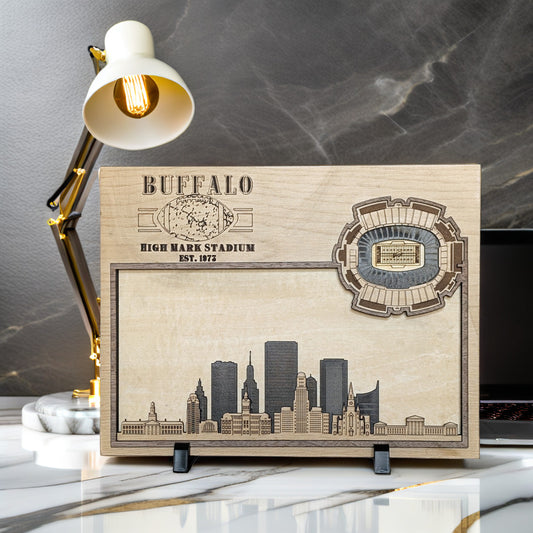 City Silhouette - Buffalo, New York and Highmark Stadium - Oak