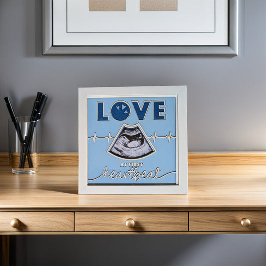 Photo Frame - Love at first Heartbeat - Boy (Wood)